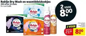 Kruidvat Robijn dry wash en wasmiddeldoekjes aanbieding