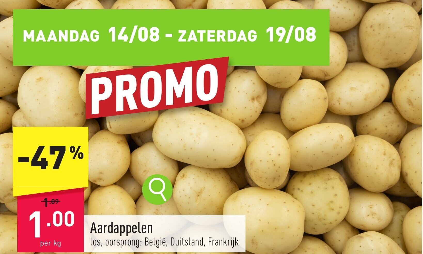 Aardappelen per kg aanbieding bij ALDI