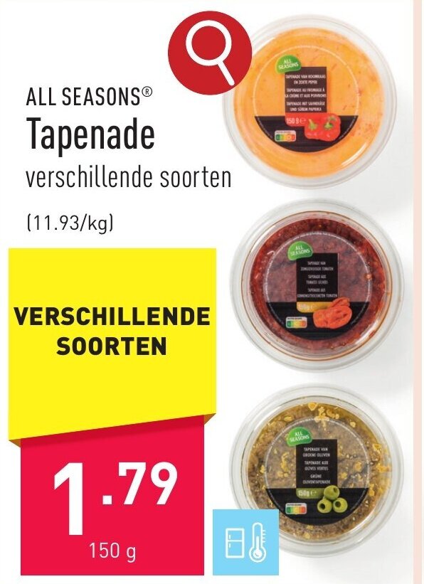 ALL SEASONSⓇ Tapenade 150g aanbieding bij ALDI