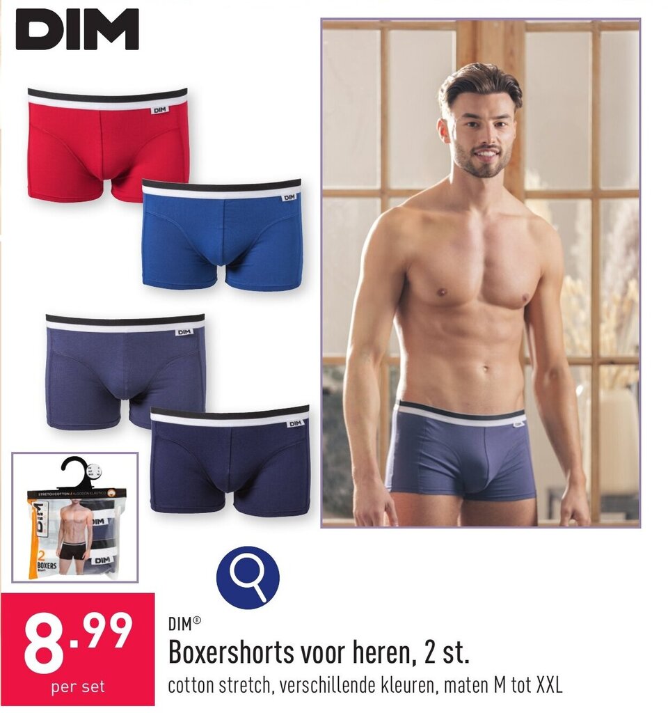 Dim Boxershorts Heren 3-Pack - Stretch Katoen, Rge Chili/Rge Earth/Vrt Ten, Maat XL - Ultiem Comfort
