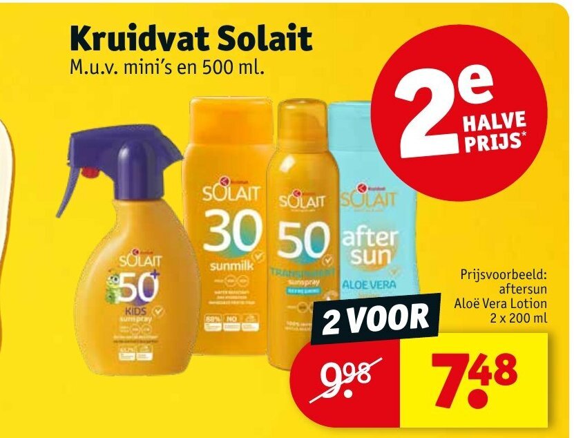 Kruidvat Solait M.u.v. mini's en 500 ml. aanbieding bij Kruidvat