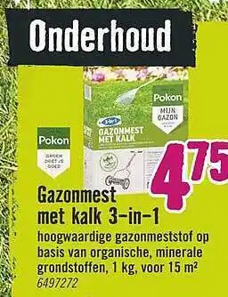 Hornbach Pokon Gazonmest Met Kalk 3-in-1 1 kg aanbieding