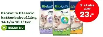 Welkoop Biokat's classic kattenbakvulling 14 t/m 18 liter aanbieding