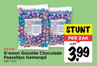 Vomar Voordeelmarkt G'woon Gevulde Chocolade Paaseitjes Gemengd 1 kilo aanbieding