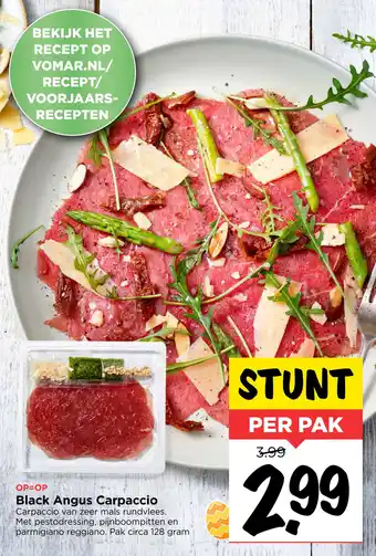 Vomar Voordeelmarkt Black Angus Carpaccio 128 gram aanbieding