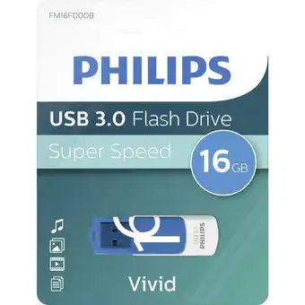 Conrad Philips vivid fm16fd00b/00 usb-stick 16 gb usb 3.2 gen 1 (usb 3.0) blauw aanbieding