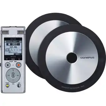 Conrad Olympus dm-720 meet & record kit large digitaal dicteerapparaat opnameduur (max.) 985 h zilver incl. 2 grensvlakmicrofoons aanbieding