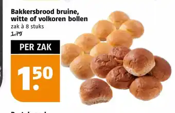 Poiesz Bakkersbrood bruine, witte of volkoren bollen zak à 8 stuks aanbieding