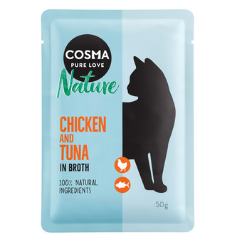 Zooplus 6x50g nature maaltijdzakjes kippenborst & tonijn cosma kattenvoer aanbieding