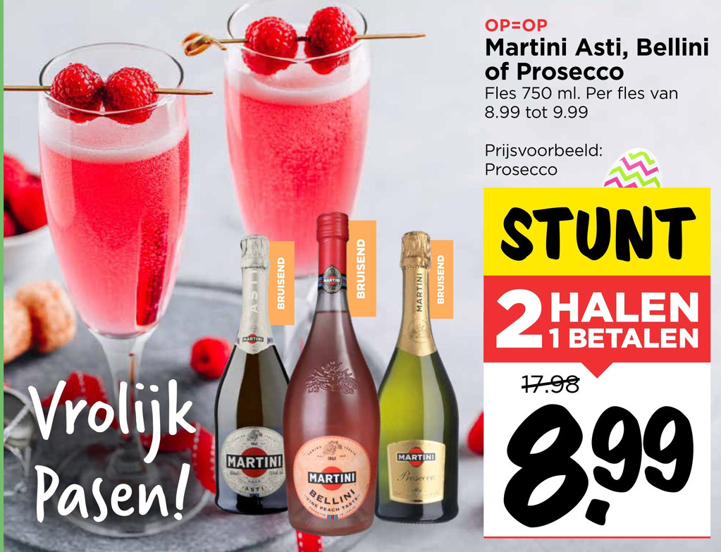 Martini Asti, Bellini of Prosecco 750 ml aanbieding bij Vomar Voordeelmarkt