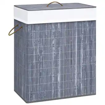 fonQ Vidaxl wasmand met 1 vak 83 l bamboe grijs aanbieding