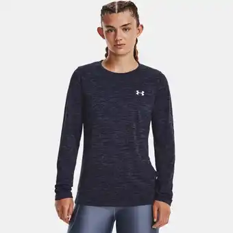 Under Armour Damesshirt under armour tech™ twist crew met lange mouwen midnight marineblauw / cadet / metalen zilver xl aanbieding