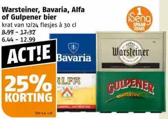 Poiesz Warsteiner, Bavaria, Alfa of Gulpener bier krat van 12/24 flesjes à 30 cl aanbieding