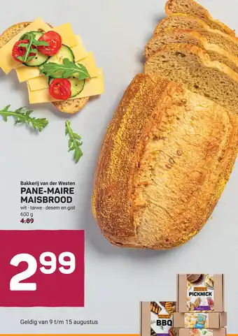 Ekoplaza Bakkerij van der Westen PANE-MAIRE MAISBROOD wit - tarwe - desem en gist 600 g aanbieding