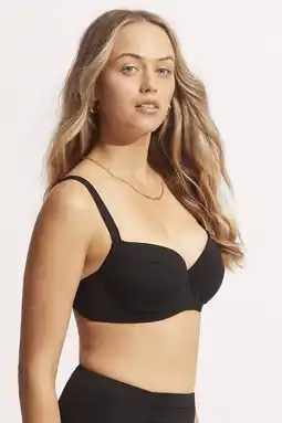 Wehkamp Seafolly voorgevormde beugel bikinitop e-cup zwart aanbieding