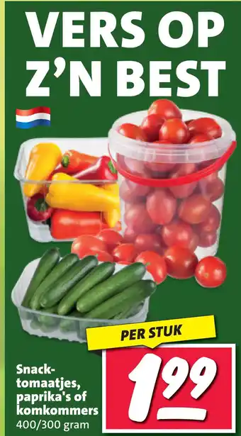 Nettorama Snacktomaatjes, paprika's of komkommers aanbieding