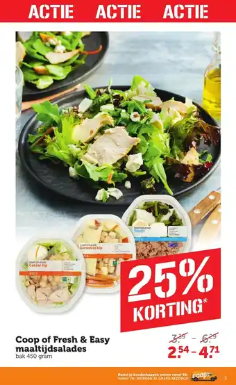 Coop Fresh & Easy maaltijdsalades bak 450 gram aanbieding