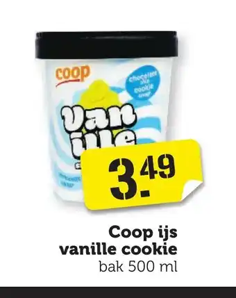 Coop Ijs vanille cookie bak 500 ml aanbieding