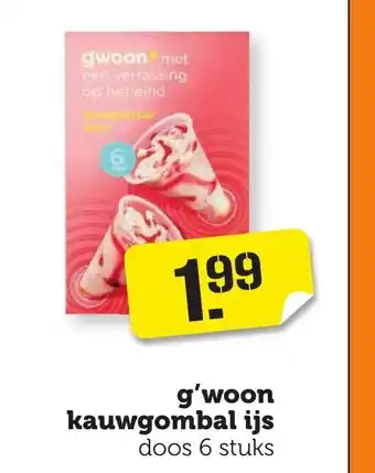 Coop g'woon kauwgombal ijs doos 6 stuks aanbieding