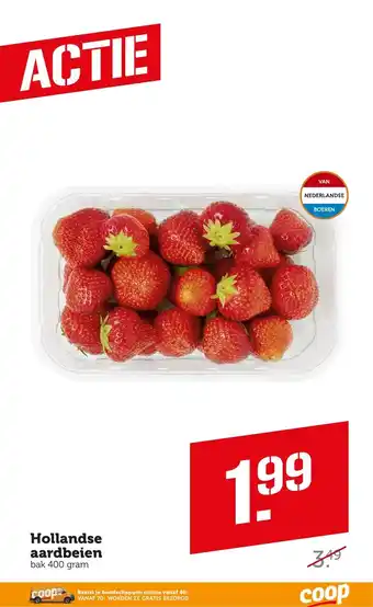 Coop Hollandse aardbeien bak 400 gram aanbieding