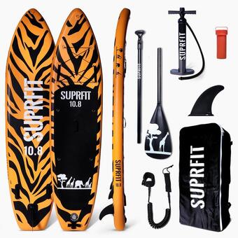 Decathlon Suprfit stand up paddling board als opblaasbare sup board set safari tiger aanbieding