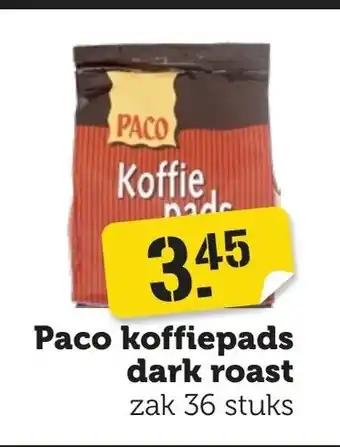 Coop Paco koffiepads dark roast zak 36 stuks aanbieding