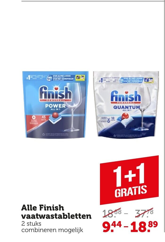 Alle Finish vaatwastabletten 2 stuks aanbieding bij Coop