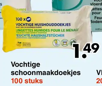 Wibra Vochtige schoonmaakdoekjes 100st aanbieding