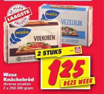 Nettorama Wasa Knaackebrood 2*250-300g aanbieding