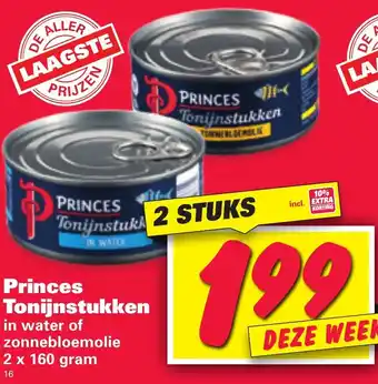 Nettorama Princes tonijnstukken 2*160g aanbieding