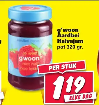 Nettorama G'woon Aardbei halvajam 320g aanbieding