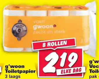 Nettorama G'woon toiletrpapier 3 laags 8 rollen aanbieding