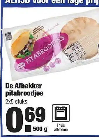 ALDI De afbakker pitabroodjes 500 gram aanbieding