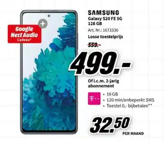 MediaMarkt Samsung galaxy s20 fe 5g 128 gb or i.c.m 2-jarig abonnement aanbieding