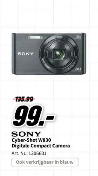 MediaMarkt Sony cyber-shot w830 digitale compact camera aanbieding