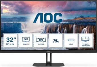 Bol.com Aoc v5 q32v5ce - qhd usb-c monitor - 65w - 32 inch aanbieding
