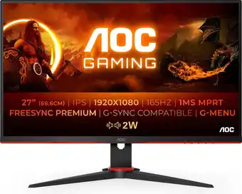 Bol.com Aoc g2 27g2spae - full hd gaming monitor - 165hz - g-sync compatible - 27 inch aanbieding