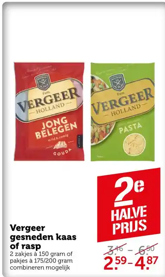 Coop Vergeer gesneden kaas of rasp aanbieding