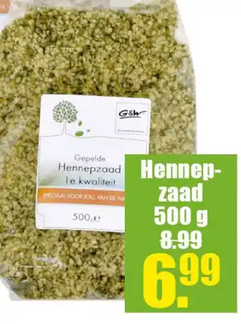 Gezond & Wel Hennepzaad 500 g aanbieding