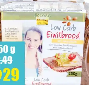 Gezond & Wel Boerjan Low Carb Eiwitbrood aanbieding