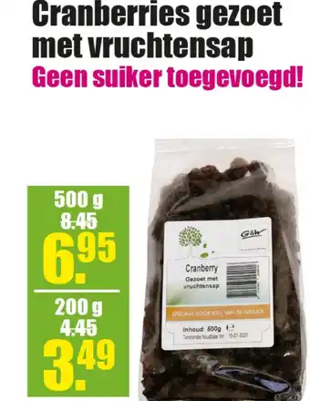 Gezond & Wel Cranberries gezoet met vruchtensap aanbieding