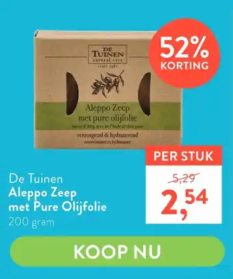Holland & Barrett De Tuinen Aleppo Zeep met Pure Olijfolie aanbieding