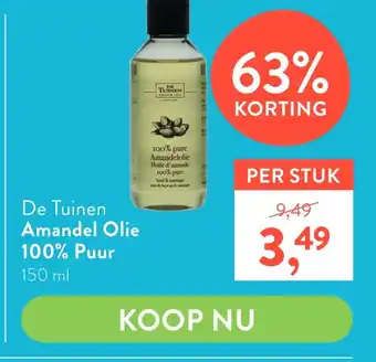 Holland & Barrett De Tuinen Amandel Olie 100% Puur aanbieding