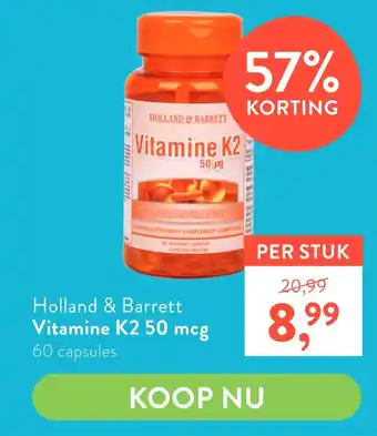 Holland & Barrett Holland & Barrett Vitamine K2 50 mcg aanbieding