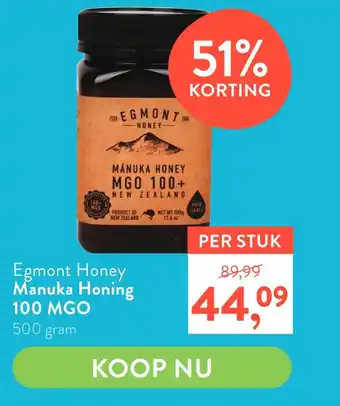 Holland & Barrett Egmont Honey Manuka Honing 100 MGO aanbieding