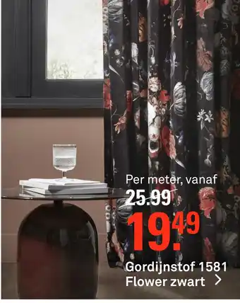 Karwei Gordijnstof 1581 Flower zwart > aanbieding