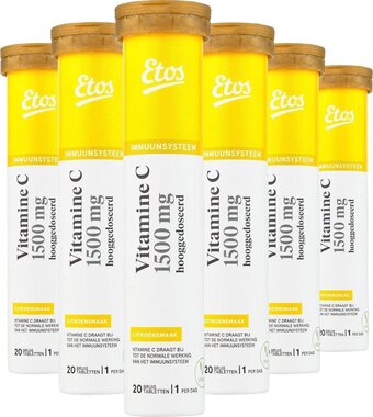 Bol.com Etos vitamine c 1500mg bruistabletten - 120 stuks (6x20) aanbieding