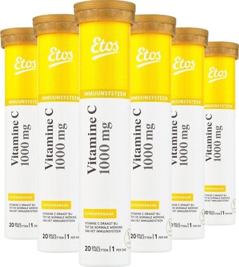 Bol.com Etos vitamine c - bruistablet - citroen - 120 stuks (6x20) aanbieding