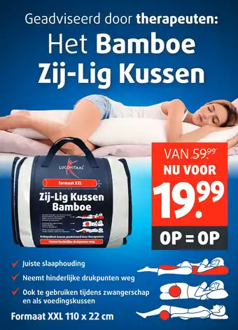 Lucovitaal Het Bamboe Zij-Lig Kussen aanbieding