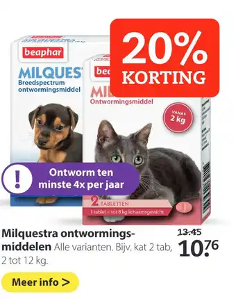 Pets Place Milquestra ontwormingsmiddelen aanbieding